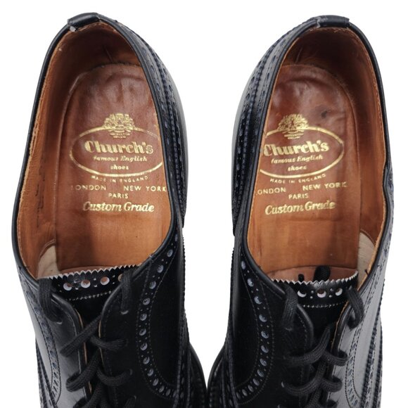 Church's Famous English Shoe Men 10 Black Leather Wingtip Benchmade Dress Oxford - Picture 6 of 15